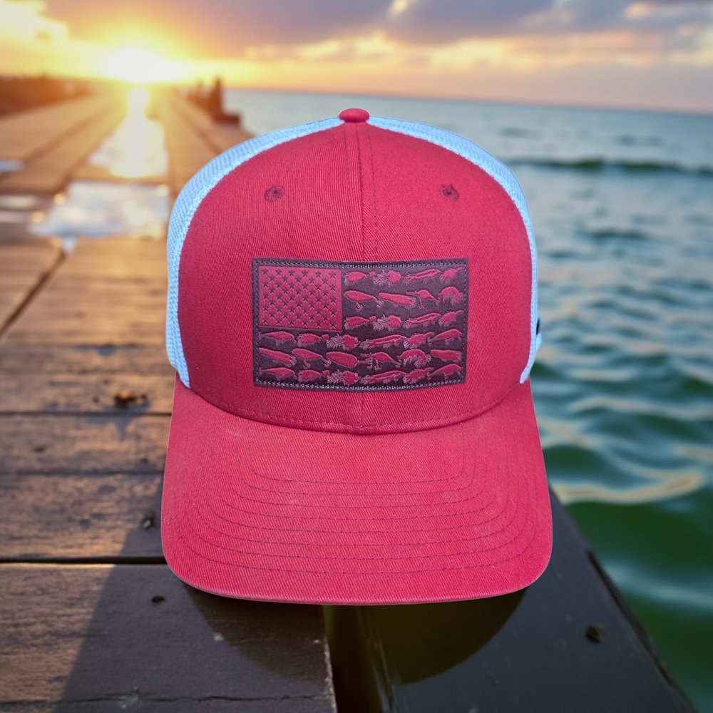 Columbia Red and White Lure Flag Hat